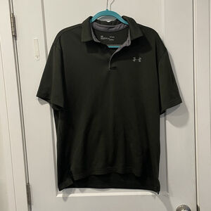 Under Armour Golf Polo Shirt Mens Large HeatGear Green Loose Fit